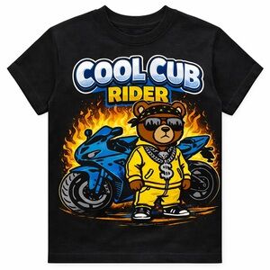 Cool Cub Rider Graphic Tee - Black